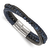 Leather and Stainless Steel Polished with Blue Chalcedony Tiger's Eye Bracelet
