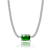 Emerald Color CZ Solitaire Necklace In Sterling Silver