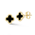 Bellissima Gold 14K Yellow Gold Black Enamel Dainty Clover Studs
