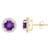 6mm Round Amethyst And Created White Sapphire 10k Yellow Gold Halo Stud Earrings