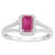 6x4mm Emerald Cut Ruby 1/4 ctw Diamond Rhodium Over Sterling Silver Halo Ring