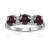 Garnet and Moissanite Sterling Silver 3-Stone Ring