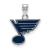 Rhodium Over Sterling Silver NHL LogoArt St. Louis Blues Small Enameled Pendant