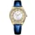 Christian Van Sant Women's Luna White Dial, Blue Leather Strap Watch