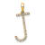 14K Yellow Gold Diamond Letter J Initial Pendant