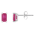 5x3mm Emerald Cut Ruby 14k White Gold Stud Earrings