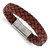 Red Leather and Stainless Steel Brushed 8.25-inch Bracelet