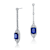 Sapphire Color CZ Square Drop Earrings In Sterling Silver