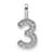 Rhodium Over 14k White Gold Diamond Number 3 Pendant