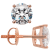 White Cubic Zirconia 14k Rose Gold Studs With Velvet Gift Box 3.00ctw