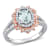 Aquamarine and Diamond 10K White and Rose Gold Shank Ring 0.93ctw