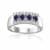 Oval Blue Sapphire and Round Moissanite Sterling Silver Wide Band Ring