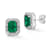 Rachel Zoe Green Emerald-Cut CZ Halo Stud Earrings in Rhodium Over
Sterling Silver