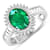 14K White Gold Green Emerald and White Diamond Oval Halo Ring 2.05ctw