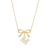 CZ Initial M Bow Pendant Necklace In 14K Gold Over Sterling Silver 0.23ctw