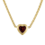 14K Yellow Gold Over Sterling Silver Garnet Heart Curb Chain Necklace 1.2ctw