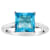 8mm Princess Cut Swiss Blue Topaz Rhodium Over Sterling Silver Ring