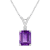 9x7mm Emerald Cut Amethyst with Diamond Accent 14k White Gold Pendant
With Chain