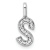 14K White Gold Diamond Letter S Initial Pendant