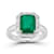 Rachel Zoe Green Emerald-Cut CZ Cocktail Ring in Rhodium Over Sterling Silver