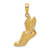 14k Yellow Gold Polished and Textured Running Shoe with Wings Pendant