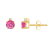 4mm Round Pink Topaz with Diamond Accents 14k Yellow Gold Stud Earrings