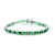 Emerald Color CZ Tennis Bracelet In White Rhodium Over Brass