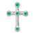 Rhodium Over 10k White Gold 0.29 ctw Emerald Cross Slide Pendant