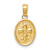 14k Yellow Gold Polished and Textured Small Fleur-De-Lis in Oval Pendant