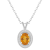 8x6mm Oval Citrine 1/8 ctw Diamond Rhodium Over Sterling Silver Halo
Pendant with Chain
