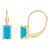 6x4mm Emerald Cut Turquoise 10k Yellow Gold Drop Earrings