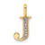 14K Yellow Gold Diamond Letter J Initial Pendant