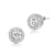 CZ Halo Stud Earrings In Rhodium Over Brass