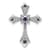 Rhodium Over 14k White Gold Amethyst and Diamond fleur-de-lis Cross
Chain Slide