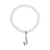 White Faux Pearl Bead Initial Charm Stretch Bracelet