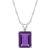 14x10mm Emerald Cut Amethyst Rhodium Over Sterling Silver Pendant With Chain