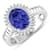14K White Gold Violet Tanzanite and White Diamond Oval Halo Ring 1.93ctw