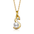 Initial S White Pearl And Pear Shape CZ Pendant Necklace In 14K Gold
Over Brass