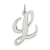 Rhodium Over Sterling Silver Fancy Script Letter L Initial Charm
