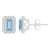 6x4mm Emerald Cut Aquamarine 1/5 ctw Diamond Rhodium Over Sterling
Silver Halo Stud Earrings