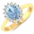 1.5ctw Blue Aquamarine and Diamond 14K Yellow Gold Halo Ring