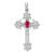 Rhodium Over 14K White Gold 5x3mm Oval Ruby Cross Pendant