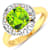 Green Peridot and White Diamond 14K Yellow Gold Halo Ring 2.11 ctw