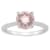 8mm Round Rose Quartz and 1/10 ctw Diamond Rhodium Over Sterling Silver Ring
