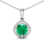2.07ctw 14K White Gold Zambian Emerald and White Diamond Pendant with 18
inch Cable Chain