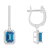 7x5mm Emerald Cut Blue Topaz 1/3 ctw Diamond Rhodium Over Sterling
Silver Halo Dangle Earrings