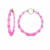 14K Yellow Gold Over Sterling Silver XL Bamboo Acrylic Hoops in Pink