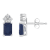 6x4mm Emerald Cut Sapphire with Diamond Accents 14k White Gold Stud Earrings