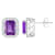 8x6mm Emerald Cut Amethyst And White Topaz Accent Rhodium Over Sterling
Silver Halo Stud Earrings