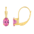 6x4mm Oval Pink Topaz 10k Yellow Gold Drop Earrings